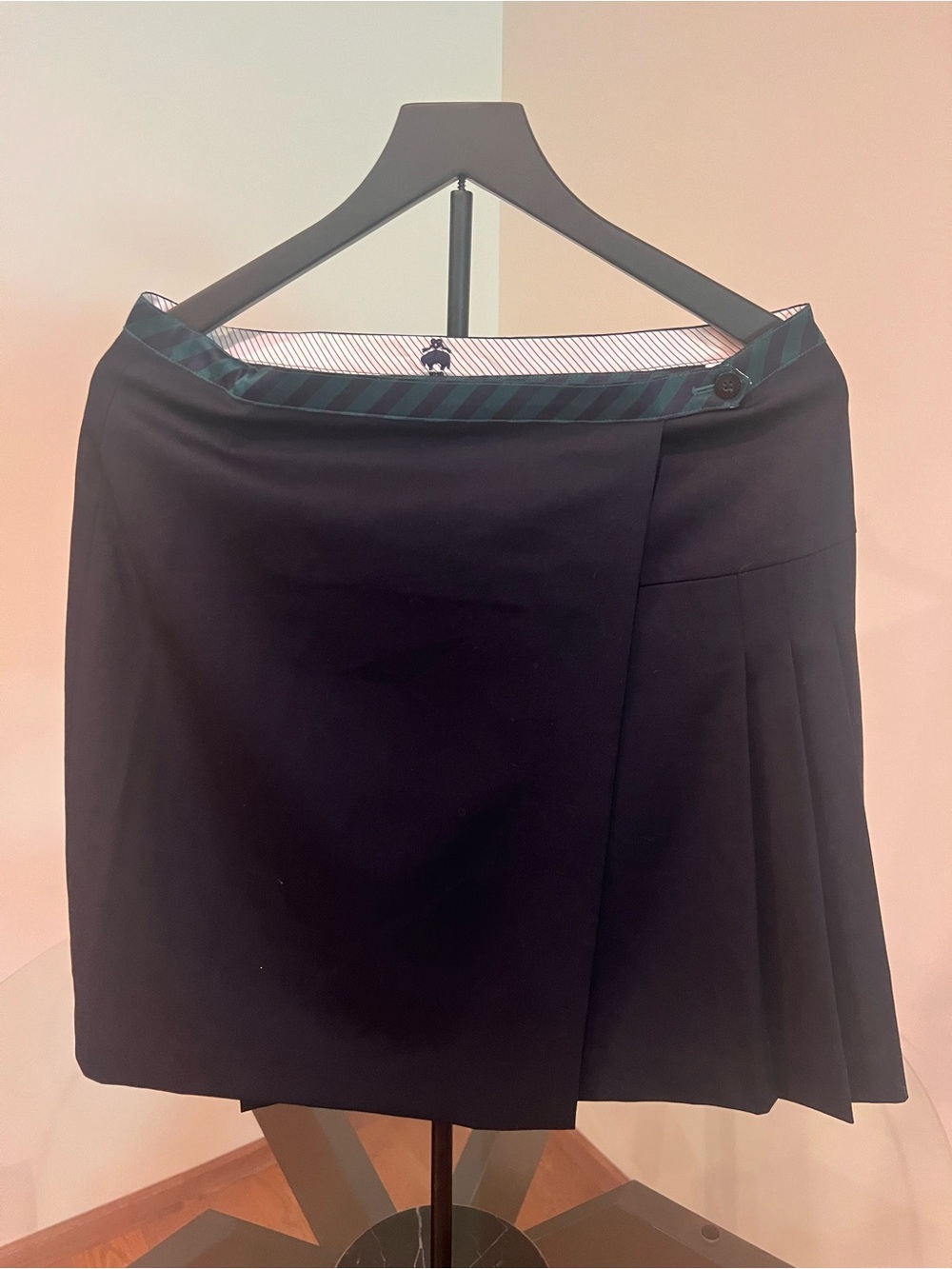 Brooks Brothers Black A-Line Wrap Skirt with Subtle Pleat